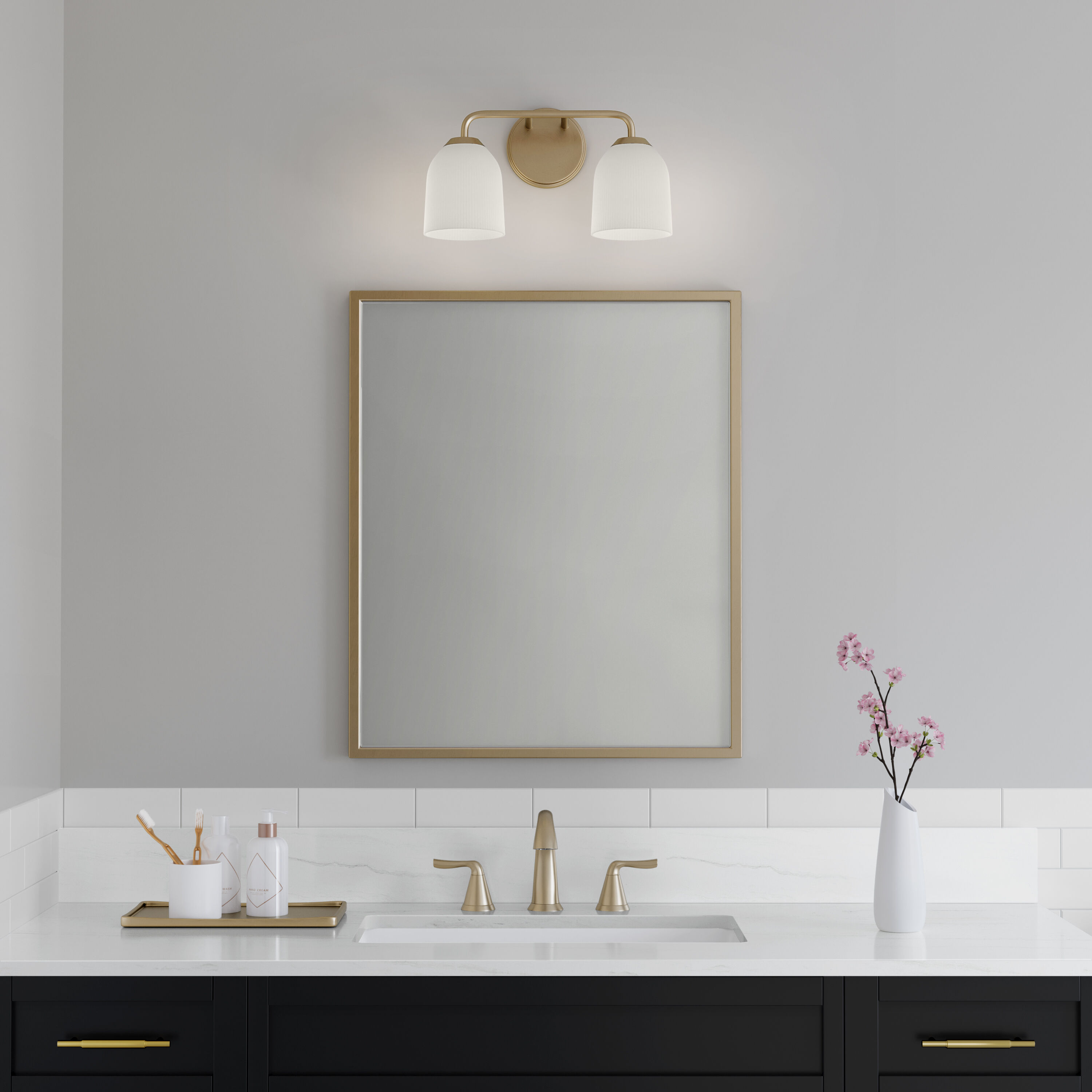 Norah 2 Light 15 inch Vintage Brass Bathroom Vanity Light Wall Light